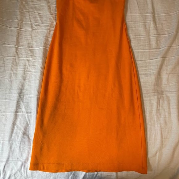 Zara Tangerine Dress Orange Fitted Thin Elastic Strap - Picture 4 of 6
